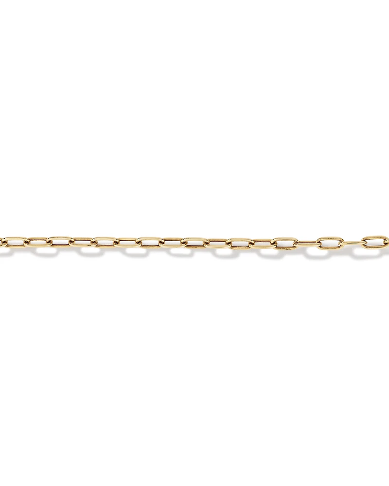 19cm (7.5") 3.5mm Hollow Paperclip Bracelet in 10kt Yellow Gold