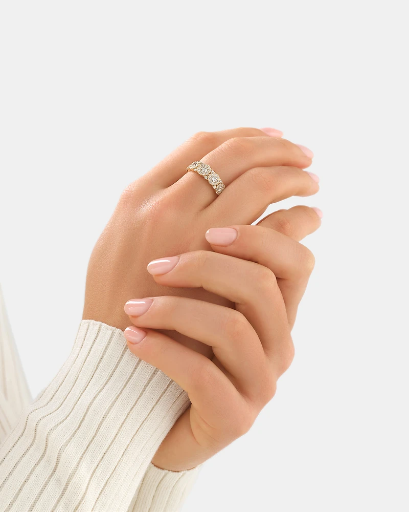 Bague à bulles en or jaune 10 K avec diamants totalisant 1 ct