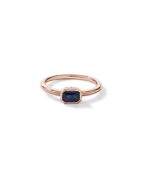 Australian Sapphire Emerald Cut Bezel Set Ring 10kt Rose Gold
