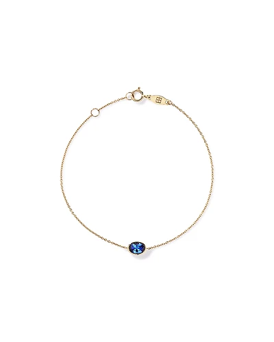 Created Blue Sapphire Bracelet in 10kt Yellow Gold