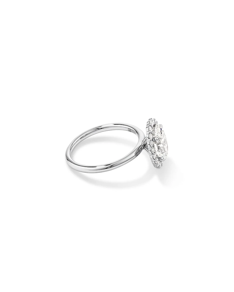Bague de fiançailles en halo de diamants cultivés en laboratoire TW de 2,34 carats en or blanc 14 carats