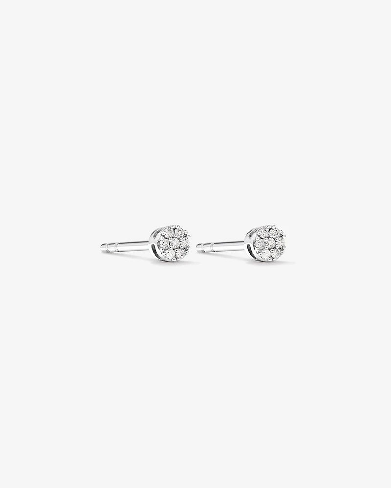 Round Diamond Cluster Stud Earrings in 10kt White Gold