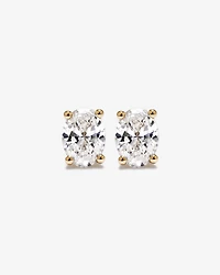 Boucles d’oreilles en diamant solitaire en diamant taillées ovales 1,00 carats en or jaune 10 carats taille ovale