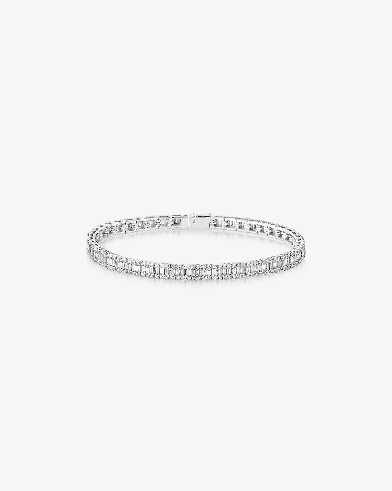 3.37 Carat TW Baguette Diamond Tennis Bracelet in 14kt White Gold