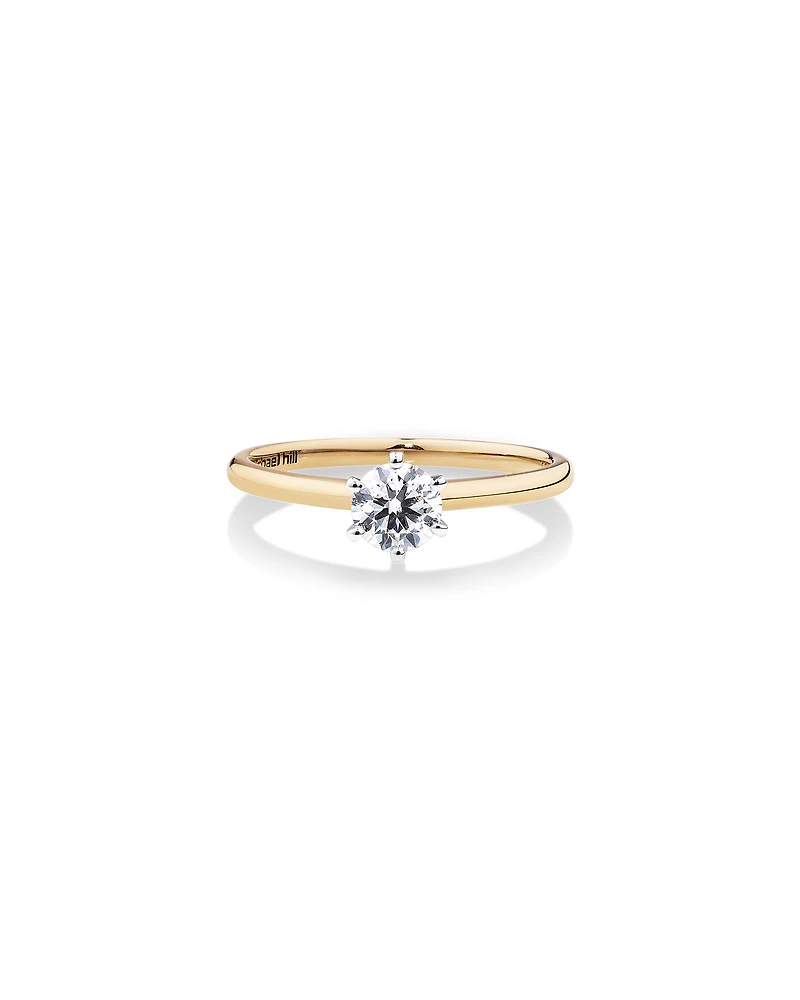 Bague de fiançailles Solitaire de Michael Hill en or jaune et blanc 18 K avec diamants du Code of Origin de De Beers totalisant 0,50 ct