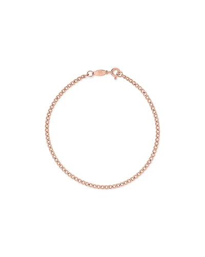 19cm (7.5") 2.4mm Width Semi Solid Diamond Cut Curb Bracelet in 10kt Rose Gold