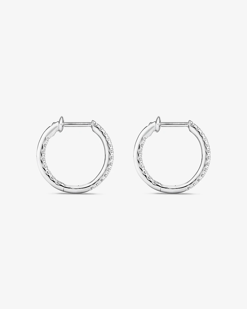 Hoop Earrings With 0.25 Carat TW Of Diamonds 10kt White Gold