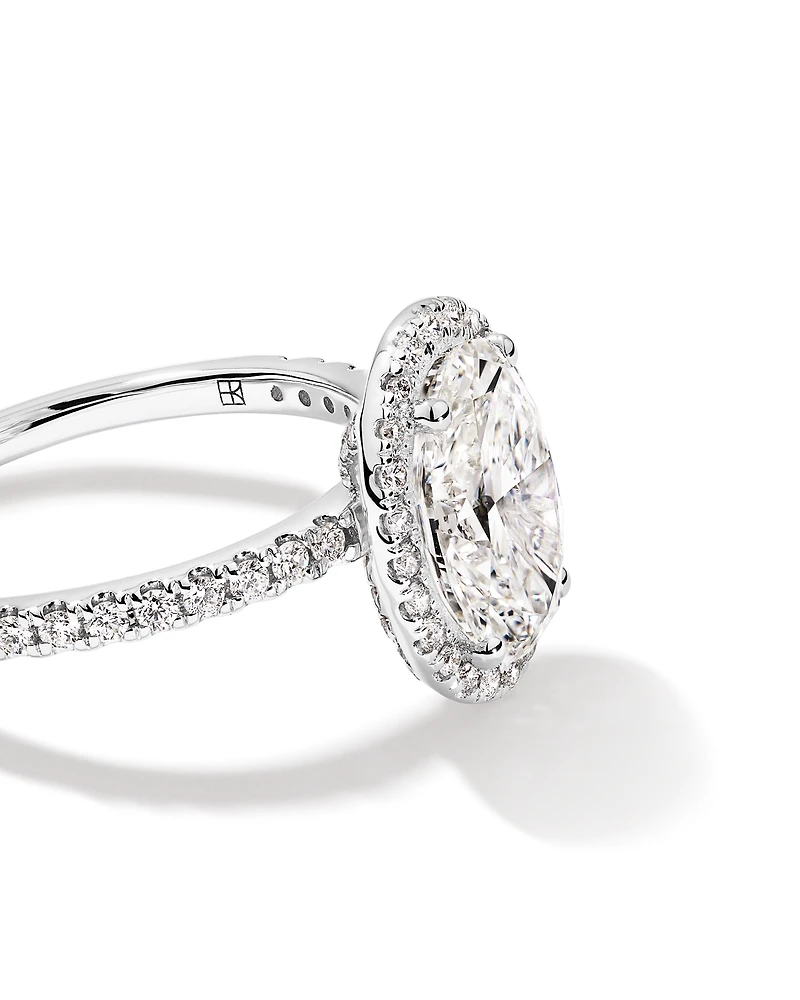 2.92 Carat TW Oval Cut Laboratory Grown Diamond Halo Engagement Ring in 14kt White Gold