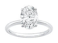 2,00 Carats Poids Total Bague De Fiançailles Solitaire En Diamant Cultivé Laboratoire Coupe Ovale, Or Blanc 14 Ct