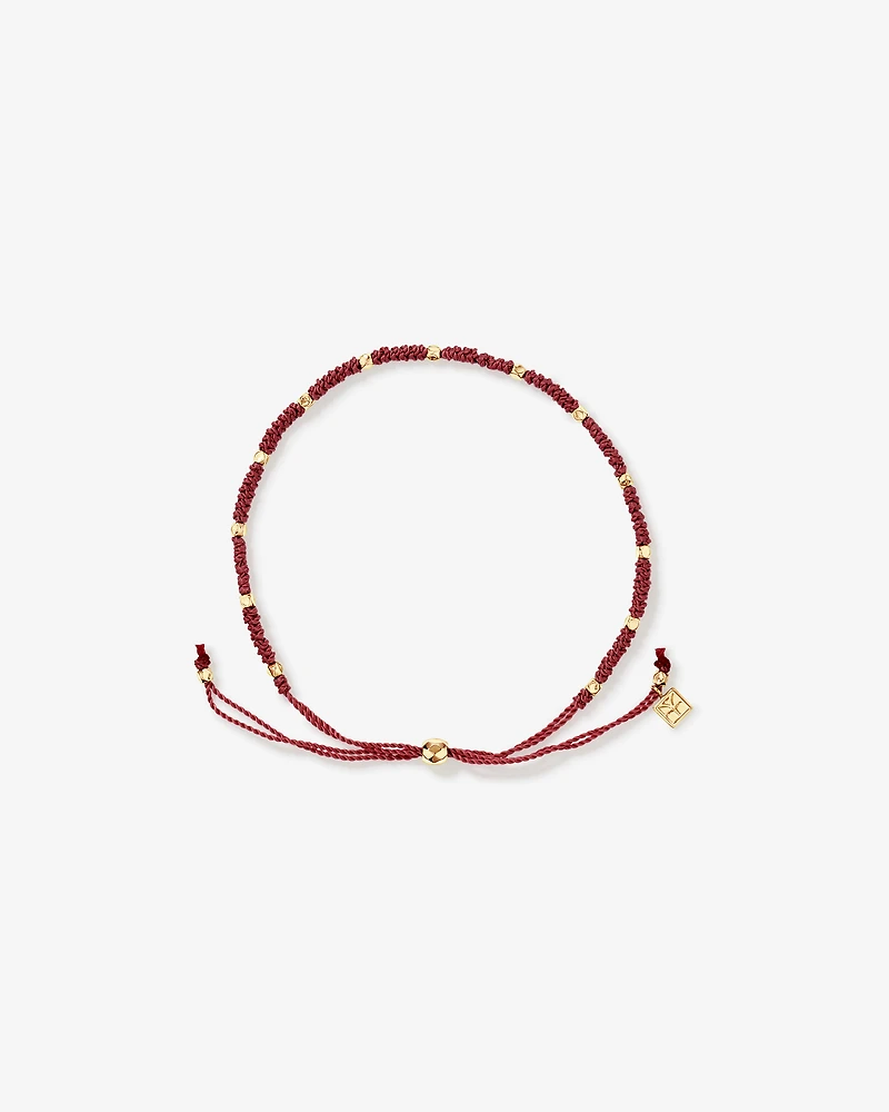 Dusty Rose Cord Bead Bracelet in 10kt Yellow Gold