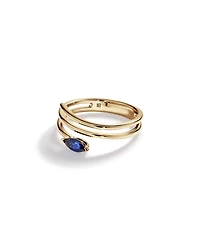 Bague Enveloppante avec Saphir Synthétique Marquise Est-Ouest en Or Jaune 10 carats