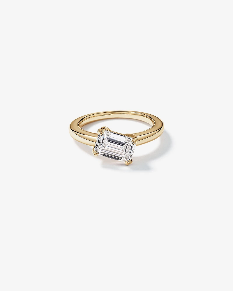2.00 Carat TW East West Emerald Cut Laboratory-Grown Diamond Offset Engagement Ring in 14kt Yellow Gold