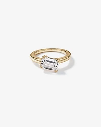 2.00 Carat TW East West Emerald Cut Laboratory-Grown Diamond Offset Engagement Ring in 14kt Yellow Gold