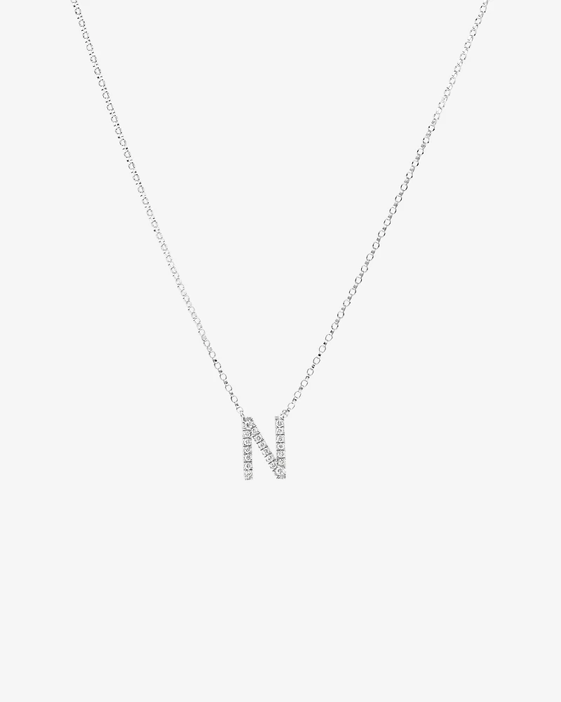 N Initial Necklace with 0.10 Carat TW of Diamonds in 10kt White Gold
