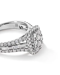 1.25 Carat TW Round Brilliant and Baguette Cluster Diamond Ring in 14kt White Gold
