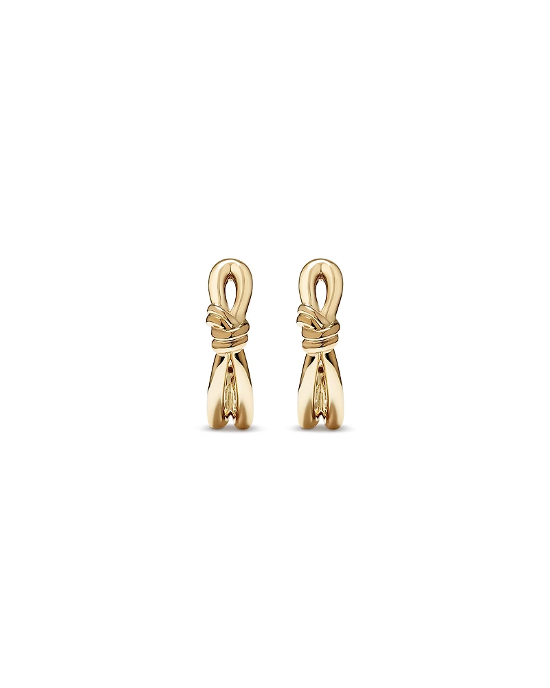 Boucles d'oreilles clous demi-créoles nœud en or jaune 10 kt