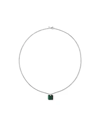 Malachite Square Pendant Necklace in Sterling Silver