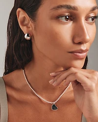 45cm (18") Heart Bead Necklace in Sterling Silver