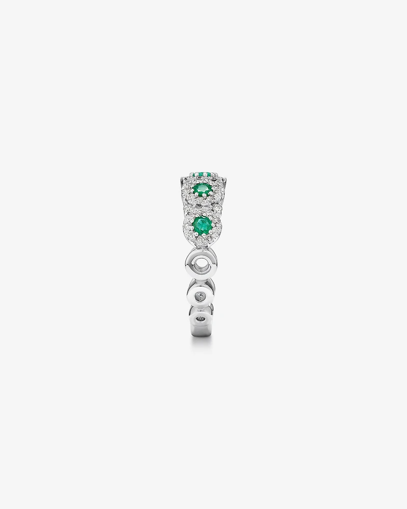 Bubble Ring with Emerald & 0.50 Carat TW of Diamonds in 14kt White Gold