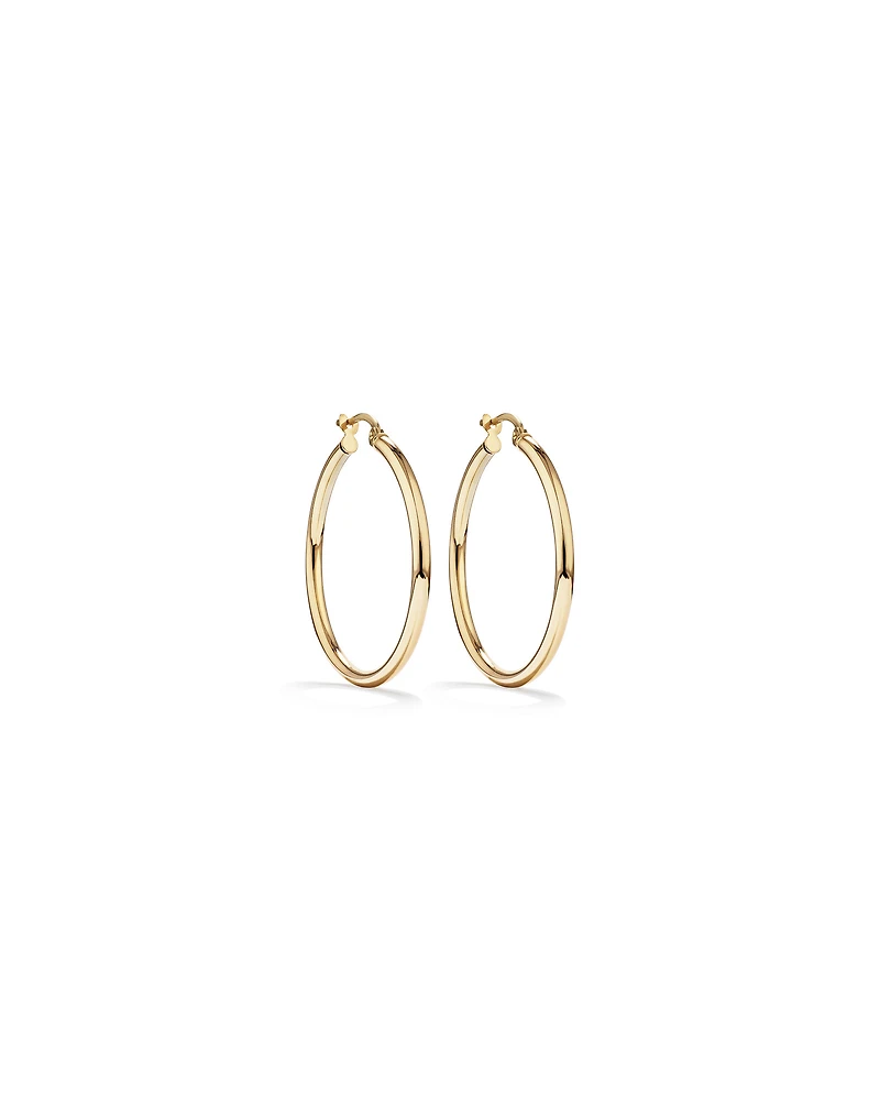 25mm Round Hoop Earrings 10kt Yellow Gold