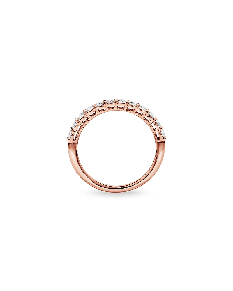 Alliance ronde en diamant brillant cultivé en laboratoire TW sertie de griffes TW de 0,60 carat en or rose 14 carats