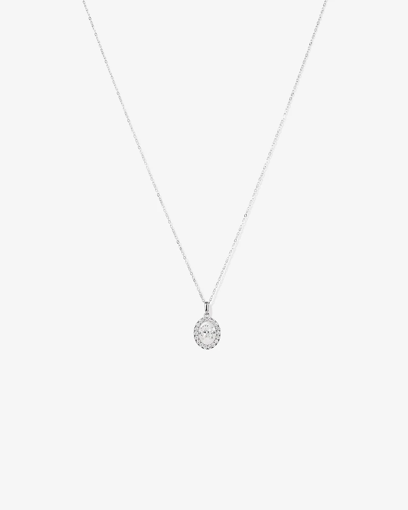 Lume Lab Oval Pendant with 1.00 Carat TW of Laboratory-Grown Diamond in 10kt White Gold
