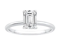 Bague De Fiançailles Solitaire En Diamant Laboratoire Taille Émeraude 1,25 Carat Poids Total Or Blanc 14 Carats