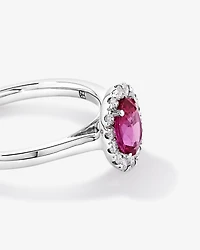 0.25 Carat TW Oval Ruby and Diamond Ring in Recycled Platinum