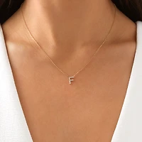 "F" Initial Necklace with 0.10 Carat TW of Diamonds in 10kt Yellow Gold