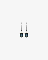 Earrings with London Blue Topaz in Sterling Silver and 10kt Yellow Gold