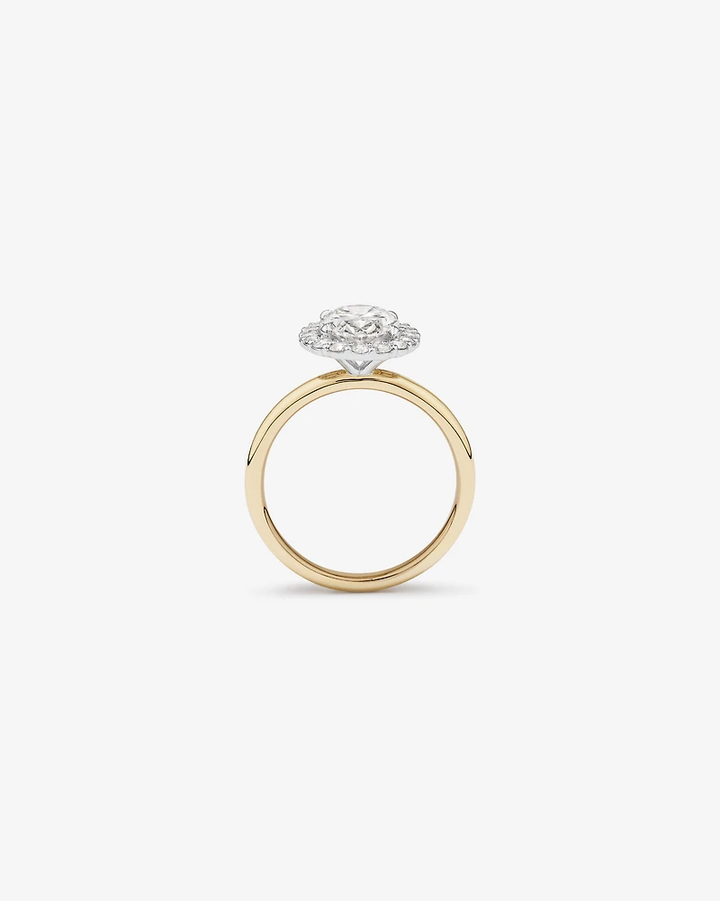 2.34 Carat TW Oval Cut Laboratory-Grown Diamond Halo Engagement Ring in 14kt Yellow and White Gold