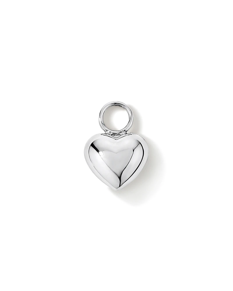 Puff Heart Single Earring Charm in Sterling Silver