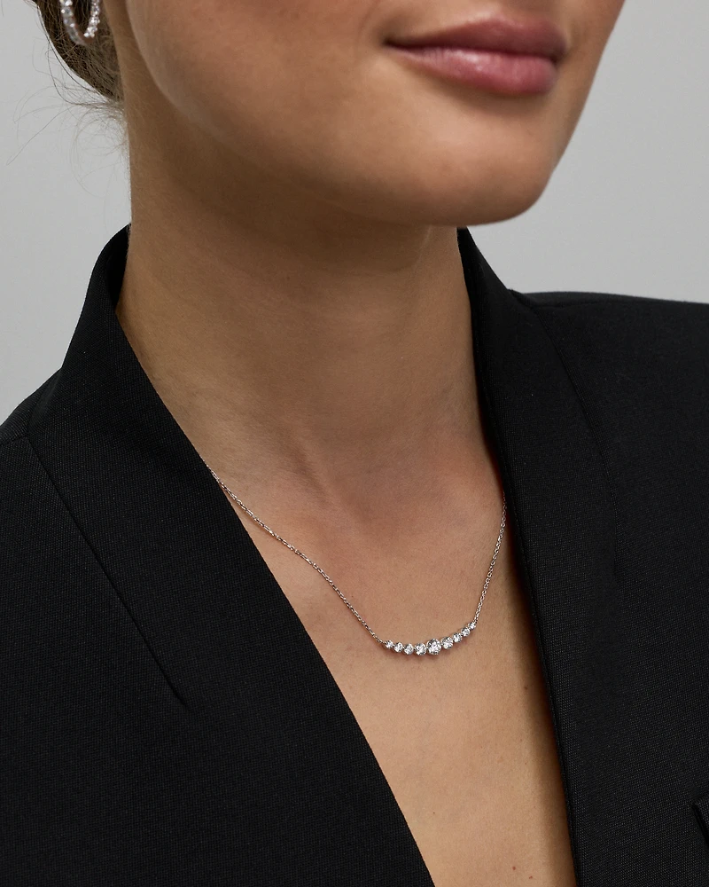 1.00TW Lab Diamond Graduated Necklace in Silver