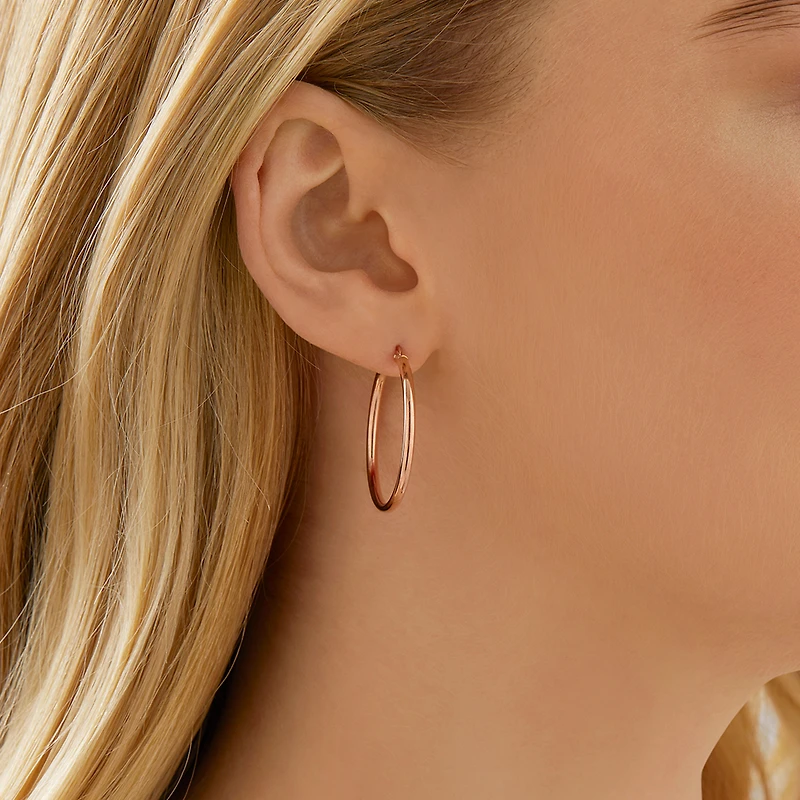 25mm Round Hoop Earrings 10kt Yellow Gold