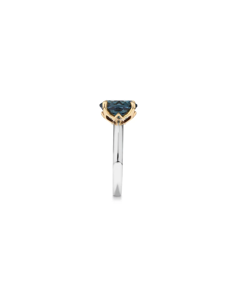 Ring with London Blue Topaz in Sterling Silver and 10kt Yellow Gold