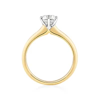 Bague de fiançailles en or blanc et jaune 18 K à diamant solitaire certifié totalisant 1 ct