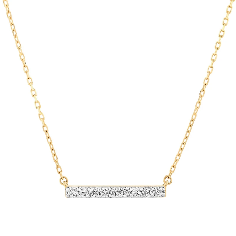 Bar Necklace with 0.10 Carat TW of Diamonds in 10kt Yellow Gold