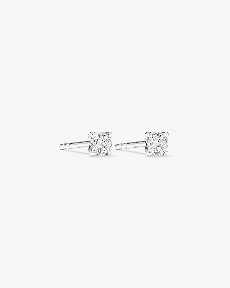 Certified 0.25 Carat TW Diamond Solitaire Stud Earrings 18kt White Gold
