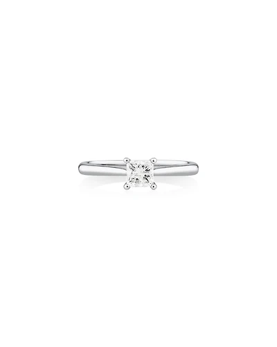 Bague de fiançailles Evermore en or blanc 14 K à diamant solitaire certifié taille princesse totalisant 0,50 ct