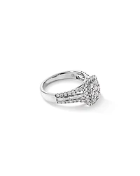 1.25 Carat TW Round Brilliant and Baguette Cluster Diamond Ring in 14kt White Gold