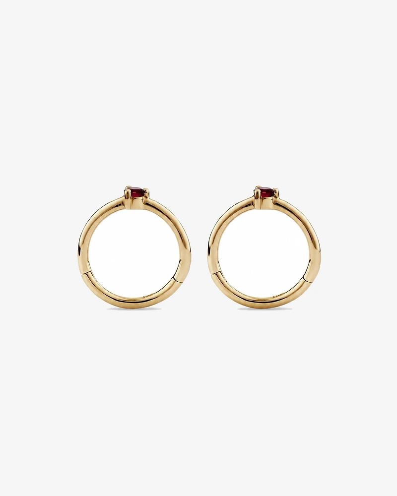 10mm Garnet Accent Sleepers in 10kt Yellow Gold