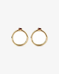 10mm Garnet Accent Sleepers in 10kt Yellow Gold