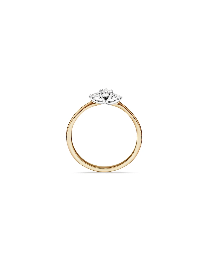 0.15 Carat TW Three Stone Pear Cut Diamond Promise Ring in 10kt Yellow & White Gold