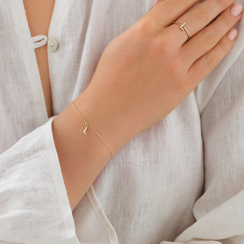 19cm (7.5") Initial Bracelet in 10kt Yellow Gold