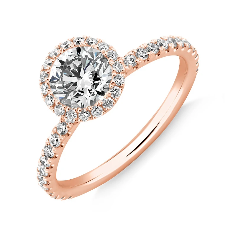 Bague de fiançailles en or blanc 18 K avec halo à diamants totalisant 1,36 ct Sir Michael Hill Designer