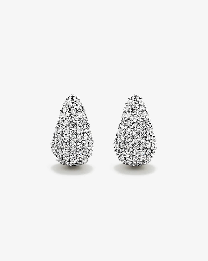 Boucles d’oreilles en zircone cubique en dôme pavé en argent sterling