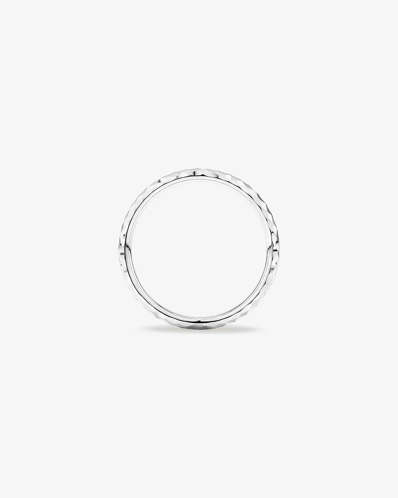 Hammered Finish Ring 10kt White Gold
