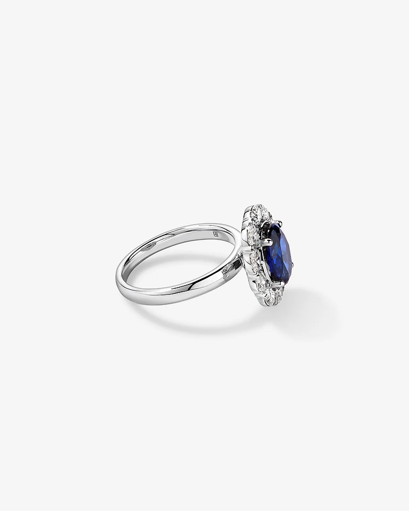 Created Sapphire & 0.97 Carat TW Laboratory-Grown Diamond Ring 10kt Gold