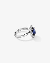 Created Sapphire & 0.97 Carat TW Laboratory-Grown Diamond Ring 10kt Gold