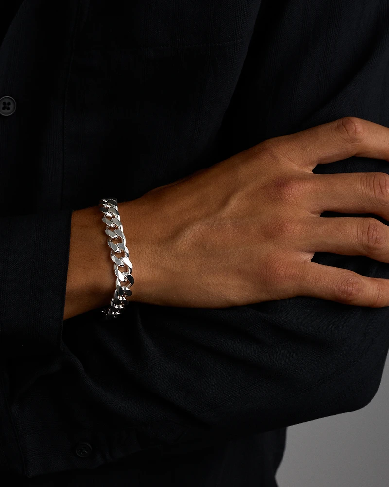 23cm (9.5") 10.9mm Width Men's Curb Bracelet in Sterling Silver